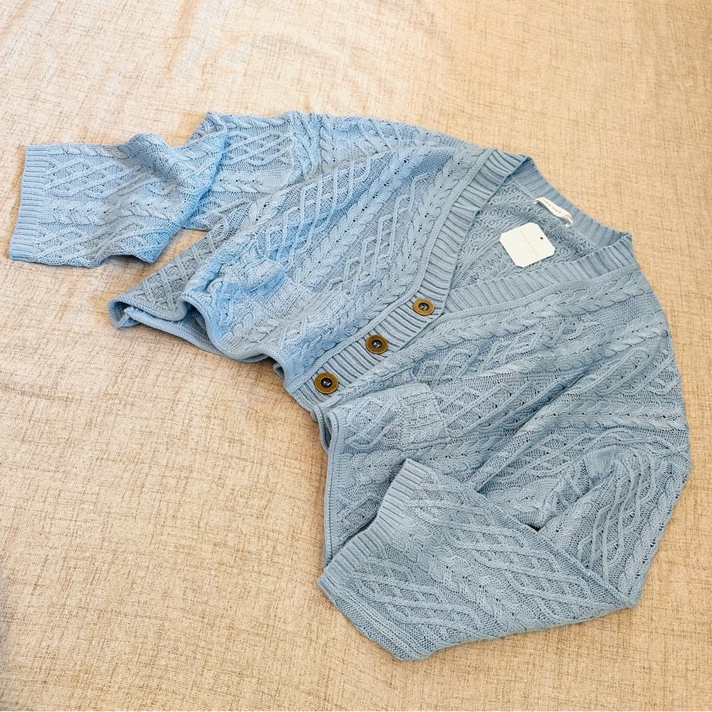 Blue Cable Knit Women's sweater cardigan